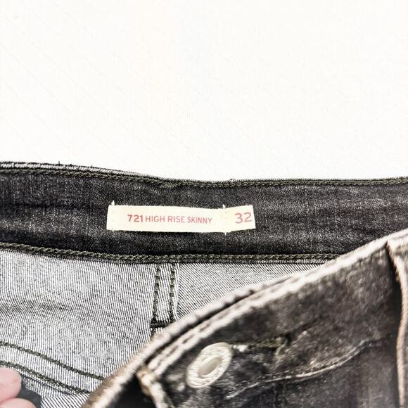 Levi's 721 High Rise Skinny Denim Jeans Charcoal Size 32 - Picture 7 of 8